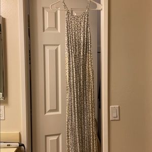 White and blue floral maxi dress